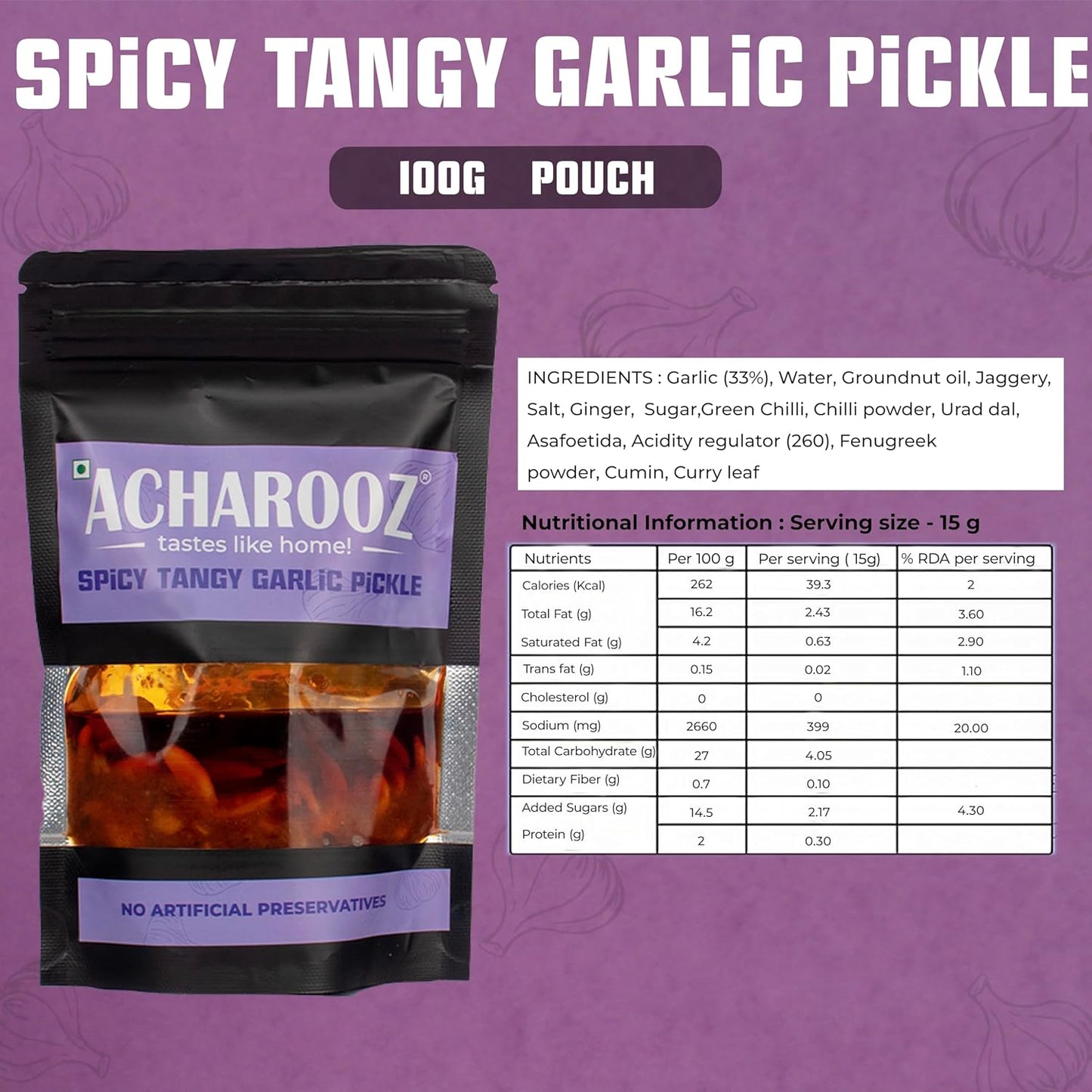 Spicy Tangy Garlic Pickle