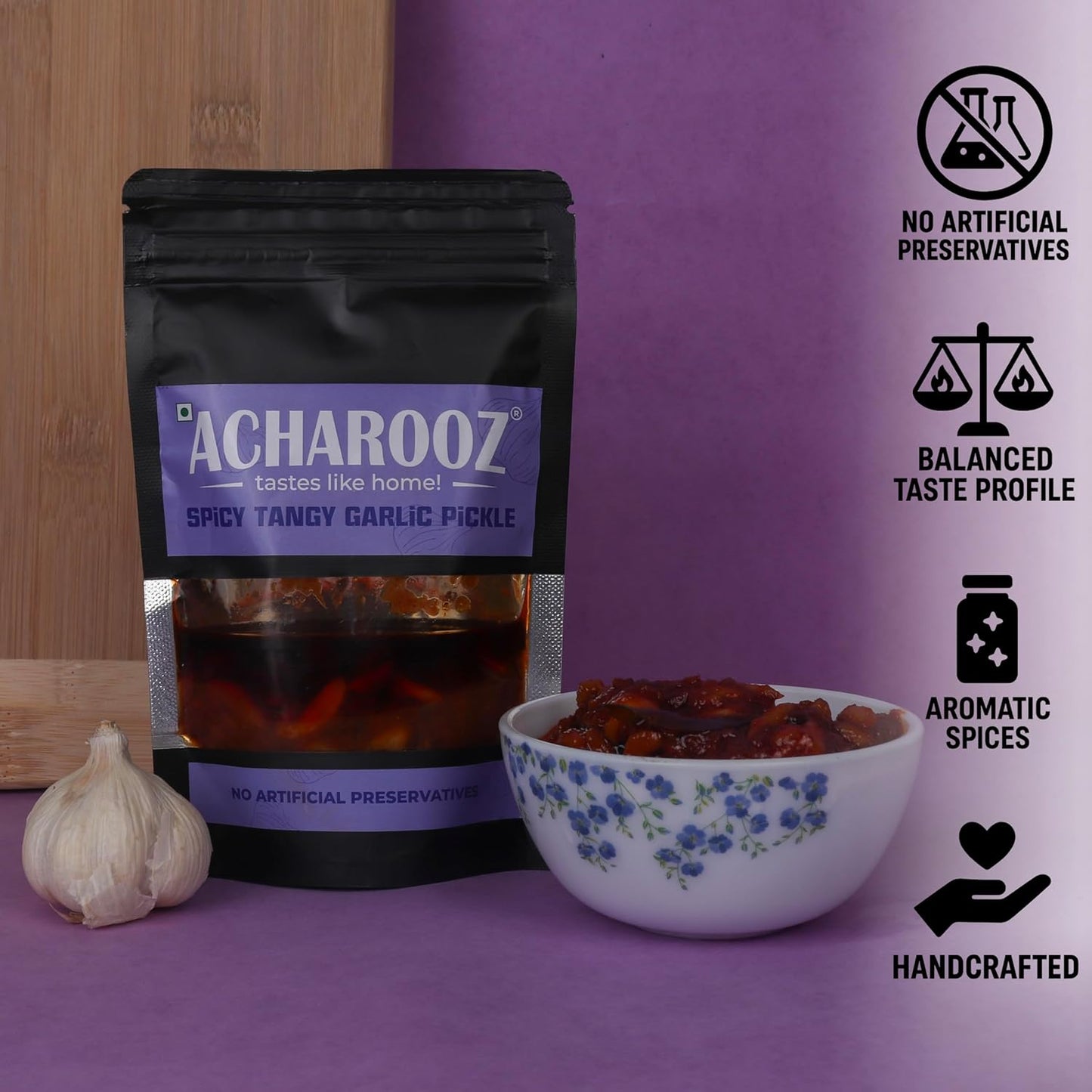 Spicy Tangy Garlic Pickle