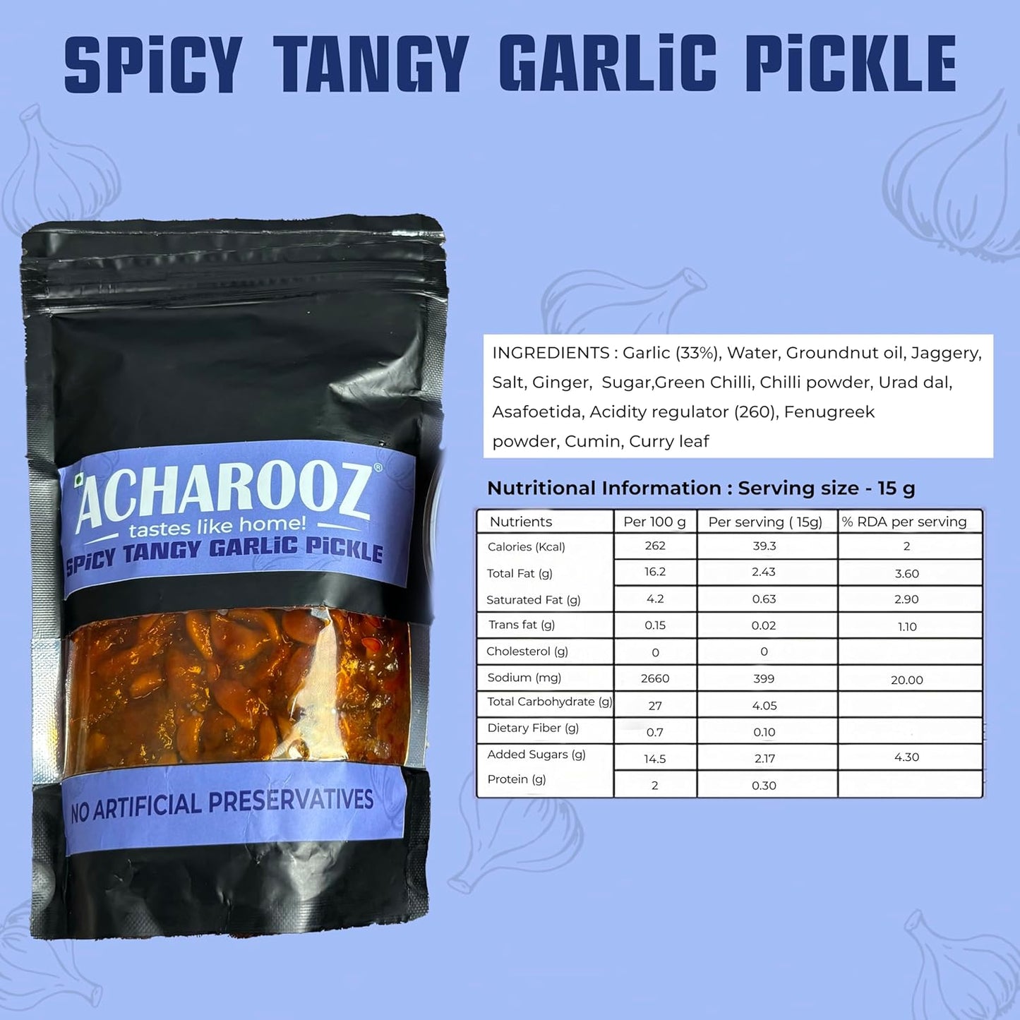 Spicy Tangy Garlic Pickle